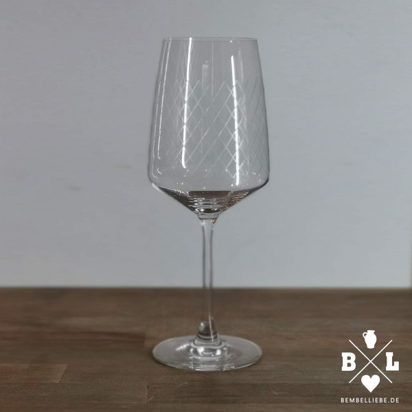 Rippstiel Weinglas mit Gravur Beschriftung möglich